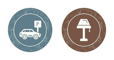 Parkplatz und Lampe Symbol vektor