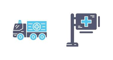 Krankenwagen und Krankenhaus Zeichen Symbol vektor