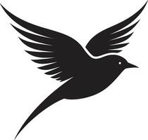 flyg av melodi midnatt svartvit ikon elegant svart emblem sångfågel majestät vektor