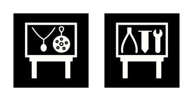 juvel utställning och verktyg utställning ikon vektor