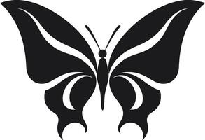 glatt Flügel schwarz Schmetterling Symbol Mystik nimmt Flug schwarz Schmetterling Emblem vektor