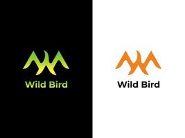 vild fågel logotyp design w ikon vektor