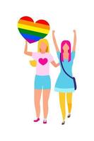 flickor som deltar i homosexuella rörelsens plattfärgade karaktärer vektor