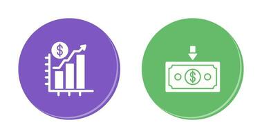 Diagramm oben und Geld Nieder Symbol vektor