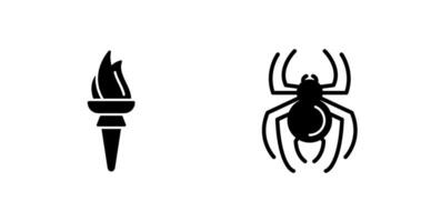 Fackel und Spinne Symbol vektor