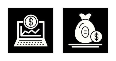 Laptop und Geld Tasche Symbol vektor