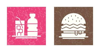 mineral vatten och hamburgare ikon vektor