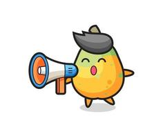Papaya-Charakterillustration, die ein Megaphon hält vektor