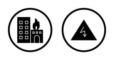 Verbrennung Gebäude und Elektrizität Achtung Symbol vektor