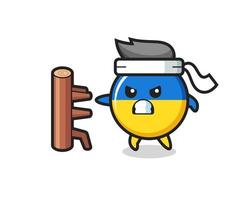 Ukraine Flagge Abzeichen Cartoon Illustration als Karate-Kämpfer vektor