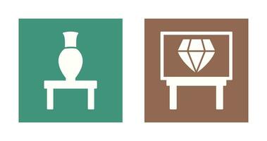 Vase Ausstellungsstück und Diamant Ausstellungsstück Symbol vektor