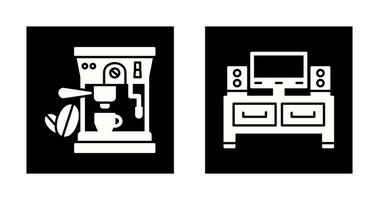 Kaffee Maschine und Fernsehen Symbol vektor