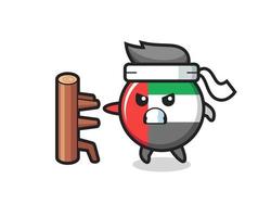 Vereinigte Arabische Emirate Flagge Abzeichen Cartoon Illustration als Karate-Kämpfer vektor