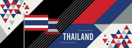 flagga av thailand nationell eller oberoende dag design för thai firande. modern retro design med abstrakt geometrisk ikoner. vektor illustration.