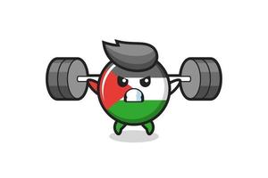 Palästina-Flagge-Abzeichen-Maskottchen-Cartoon mit einer Langhantel vektor