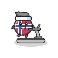 norge flagga märke seriefiguren gå på löpbandet vektor