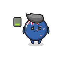 Neuseeland Flagge Abzeichen Maskottchen Charakter macht eine müde Geste vektor