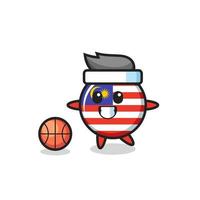 Illustration der malaysischen Flaggenabzeichenkarikatur spielt Basketball vektor