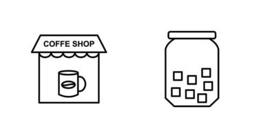 kaffe affär och socker flaska ikon vektor