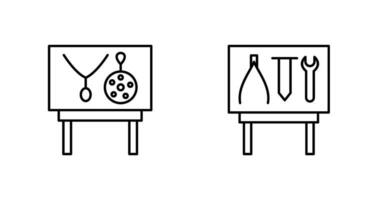 Juwel Ausstellungsstück und Werkzeuge Ausstellungsstück Symbol vektor