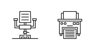 Schreibtisch Stuhl und Drucker Symbol vektor