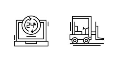 24 Std und Gabelstapler Symbol vektor