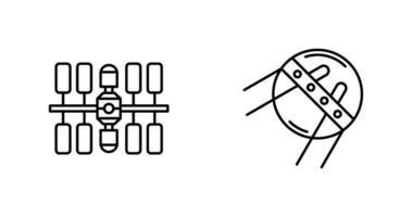 Raum Bahnhof und Sputnik Symbol vektor
