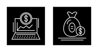 Laptop und Geld Tasche Symbol vektor