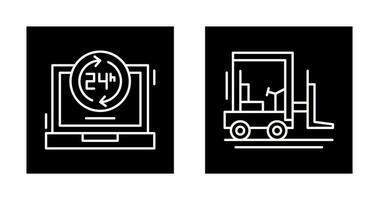 24 Std und Gabelstapler Symbol vektor