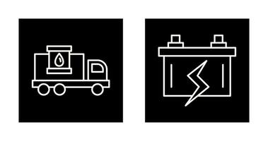 bränsle lastbil och batteri ikon vektor