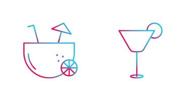 Kokosnuss trinken und Cocktail trinken Symbol vektor