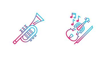 trumpet och fiol ikon vektor