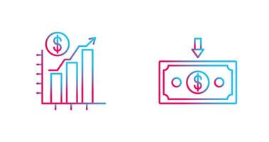 Diagramm oben und Geld Nieder Symbol vektor