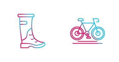 Regen Stiefel und Radfahren Symbol vektor