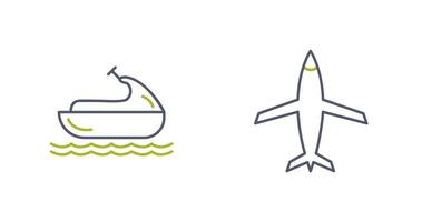 Jet Ski und Flugzeug Symbol vektor