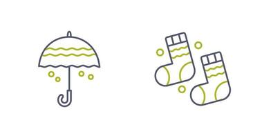 Regenschirm und Winter Socken Symbol vektor