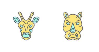 giraff och noshörning ikon vektor