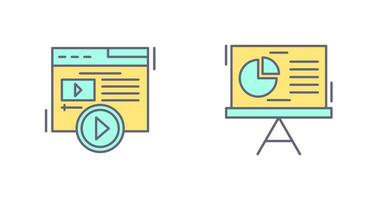 Video Inhalt und Kuchen Diagramm Symbol vektor