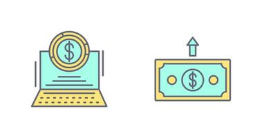 Kuchen Diagramm und Geld oben Symbol vektor