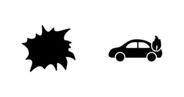 Explosion und Auto auf Feuer Symbol vektor