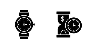 Handgelenk Uhr und Zeit ist Geld Symbol vektor