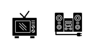 alt Fernseher und Stereo Symbol vektor