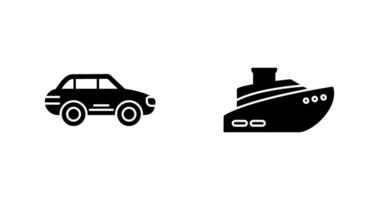 bil och fartyg ikon vektor