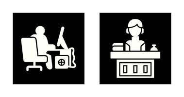 Computer Arbeiter und Büro Rezeption Symbol vektor