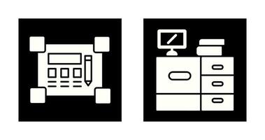 Entwurf und Schreibtisch Symbol vektor