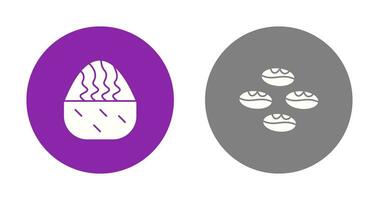 grädde muffin och kaffe bönor ikon vektor