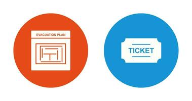 evakuering planen och biljetter ikon vektor