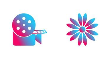 Video Spule und Blume Symbol vektor