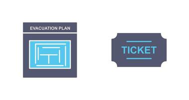 evakuering planen och biljetter ikon vektor
