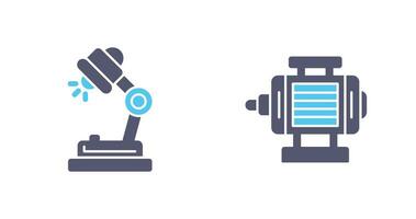 skrivbord lampa och elektrisk motor ikon vektor